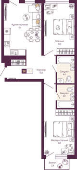 2-к квартира, вторичка, 71м2, 3/19 этаж