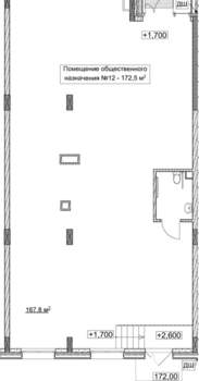 Студия квартира, вторичка, 173м2, 1/9 этаж