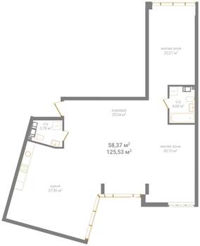 Студия квартира, вторичка, 126м2, 4/12 этаж