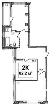 2-к квартира, строящийся дом, 82м2, 4/17 этаж