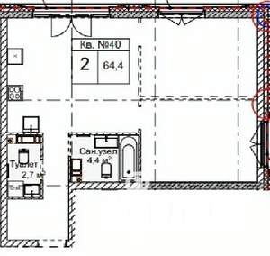 2-к квартира, строящийся дом, 64м2, 4/5 этаж