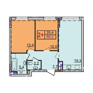 2-к квартира, вторичка, 60м2, 2/18 этаж