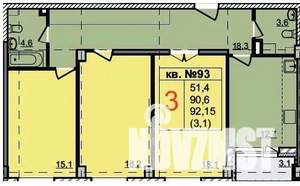 3-к квартира, строящийся дом, 90м2, 2/17 этаж