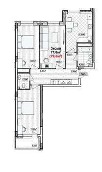 3-к квартира, вторичка, 80м2, 1/19 этаж