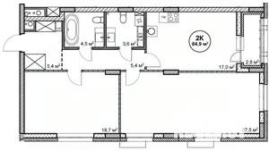 2-к квартира, строящийся дом, 85м2, 13/14 этаж