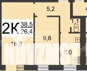 2-к квартира, вторичка, 37м2, 1/5 этаж