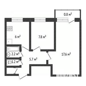 2-к квартира, вторичка, 42м2, 5/5 этаж