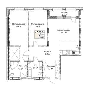 Студия квартира, вторичка, 110м2, 5/9 этаж