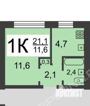 1-к квартира, вторичка, 21м2, 5/9 этаж