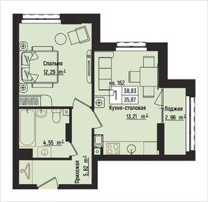 1-к квартира, вторичка, 39м2, 5/15 этаж