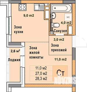 Студия квартира, вторичка, 28м2, 8/25 этаж