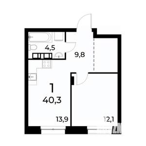 1-к квартира, вторичка, 40м2, 19/20 этаж