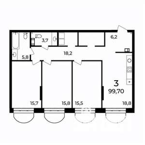 3-к квартира, вторичка, 100м2, 9/9 этаж