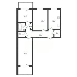 3-к квартира, вторичка, 64м2, 4/9 этаж