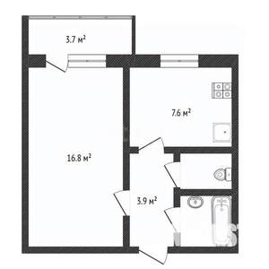 1-к квартира, вторичка, 33м2, 9/9 этаж