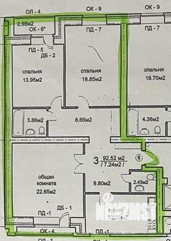 3-к квартира, вторичка, 97м2, 10/10 этаж