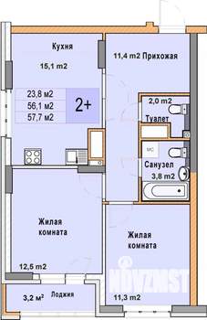2-к квартира, вторичка, 58м2, 24/25 этаж