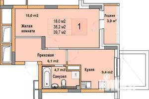 1-к квартира, вторичка, 40м2, 2/25 этаж