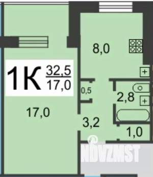 1-к квартира, вторичка, 35м2, 9/9 этаж