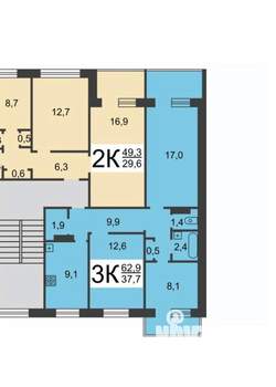 3-к квартира, вторичка, 63м2, 1/9 этаж