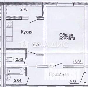 1-к квартира, вторичка, 43м2, 1/10 этаж