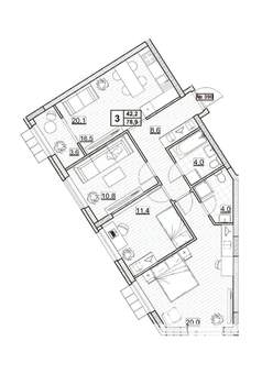 3-к квартира, вторичка, 79м2, 23/24 этаж