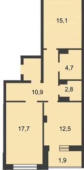 2-к квартира, вторичка, 64м2, 10/17 этаж