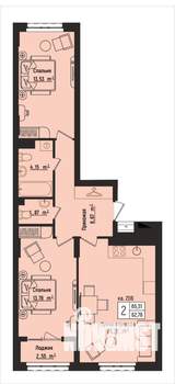 2-к квартира, вторичка, 65м2, 11/15 этаж