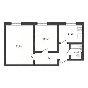 2-к квартира, вторичка, 54м2, 2/3 этаж