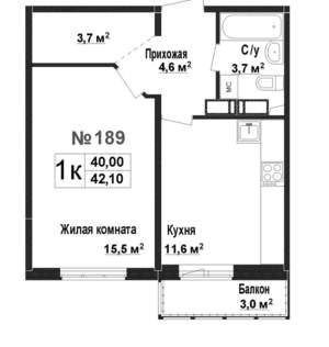 1-к квартира, вторичка, 40м2, 16/17 этаж