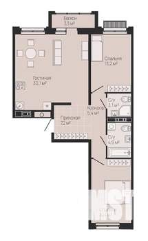 2-к квартира, строящийся дом, 79м2, 7/13 этаж