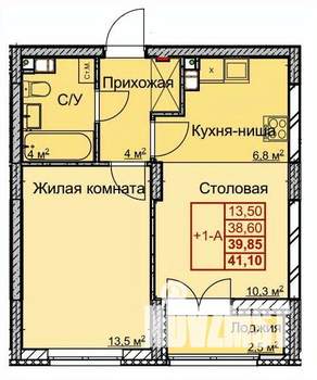 1-к квартира, вторичка, 40м2, 10/10 этаж