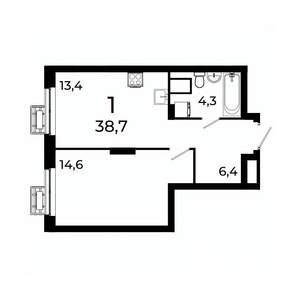 1-к квартира, вторичка, 39м2, 7/19 этаж