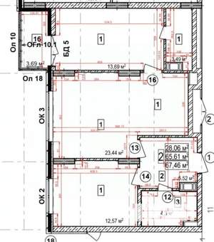 2-к квартира, вторичка, 68м2, 15/23 этаж