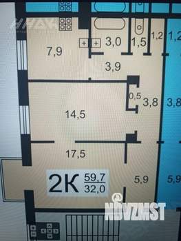 2-к квартира, вторичка, 60м2, 4/4 этаж