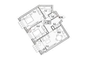 2-к квартира, вторичка, 60м2, 23/24 этаж