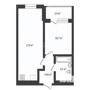 1-к квартира, вторичка, 41м2, 18/23 этаж