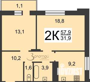 2-к квартира, вторичка, 58м2, 14/18 этаж