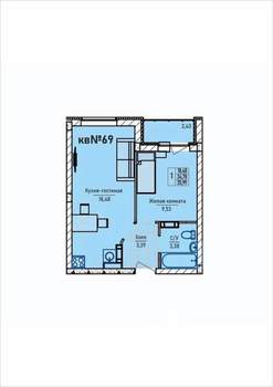1-к квартира, строящийся дом, 36м2, 3/3 этаж