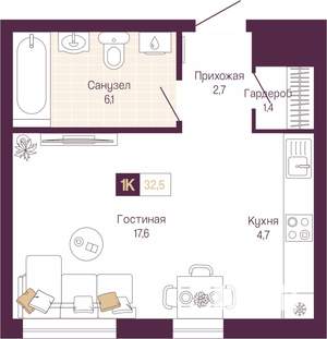 Студия квартира, вторичка, 33м2, 2/14 этаж