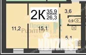 2-к квартира, вторичка, 36м2, 2/2 этаж