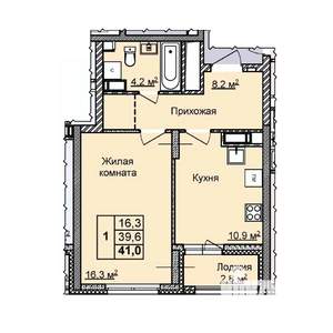 1-к квартира, вторичка, 41м2, 14/25 этаж