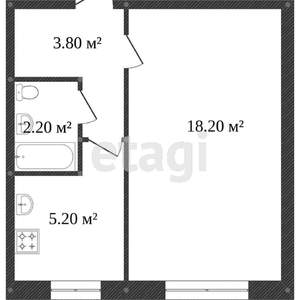 1-к квартира, вторичка, 30м2, 4/9 этаж