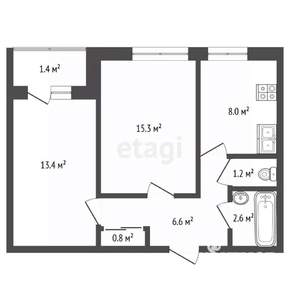 2-к квартира, вторичка, 49м2, 6/9 этаж