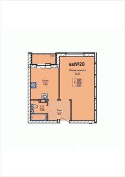 1-к квартира, строящийся дом, 42м2, 3/3 этаж