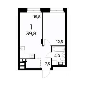 1-к квартира, вторичка, 40м2, 9/20 этаж