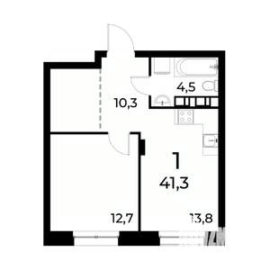 1-к квартира, вторичка, 42м2, 2/20 этаж