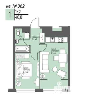 1-к квартира, вторичка, 40м2, 13/20 этаж