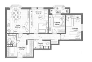 3-к квартира, сданный дом, 84м2, 13/19 этаж