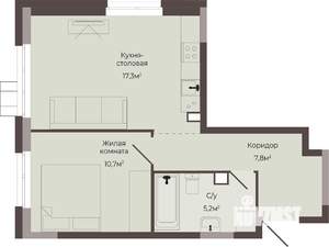 1-к квартира, строящийся дом, 41м2, 1/8 этаж